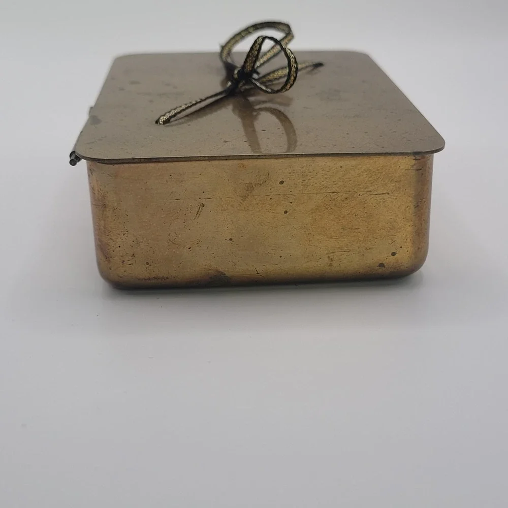 Vintage Brass Trinket Jewelry Box Rectangle Shaped